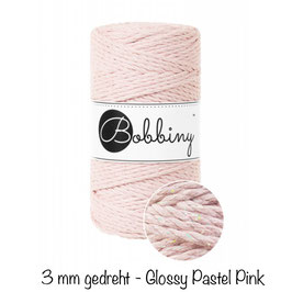 Bobbiny Glossy Pastel Pink 3PLY Makramee-Schnur gedreht 3mm 100m