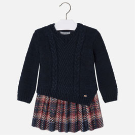 Mayoral 女の子用ニットアンサンブル/Girl knit dress with checkered skirt