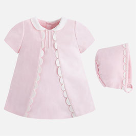 Mayoral ベビー女の子用半袖ドレス、ボンネット付き/Baby girl short sleeve dress with bonnet
