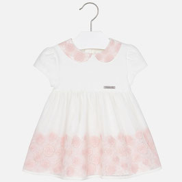 Mayoral 女の子用半袖チュールドレス/Baby girl embroidered tulle short sleeve dress