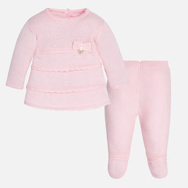 Mayoral ベビー女の子用ニット上下セット ライトピンク/Baby girl knit set with footed trousers light pink