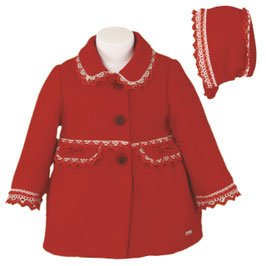 Miranda エレガントな女の子用コート、ボンネット付き/Elegant girls coat with hat red