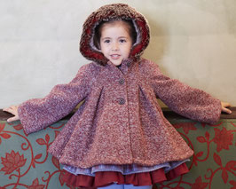 Miranda　エレガントな女の子用ファーフレアコート/ Elegant Girls Coat with hood and faux fur red
