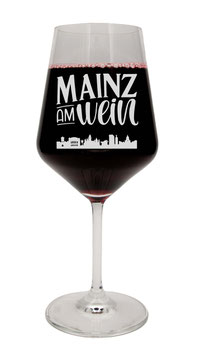 Rotweinglas mit Silhouette "Mainz am Wein"