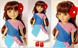 Puppenkleidung, 38 cm Ruby Red FF - Maritim - Blau Rot Weiß