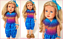 Puppenkleidung 36cm GÖTZ Little Kidz, LOTTA - Batik Türkis Lila Beere, UNIKAT