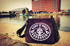 ✪ Schultertasche, schwarz mit Trageriemen ®