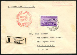 6./14.5.1936   Zeppelin 1. Nordamerikafahrt, Liechtensteinische Post ab Triesenberg