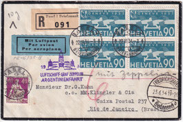 23./26.6.1934   3. Südamerikafahrt 1934 "Argentinien-Fahrt" Friedrichshafen-Brasilien, eingschrieben