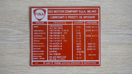 Typenschild Iso Fina / Type plate Iso Fina / Targhetta Iso Fina