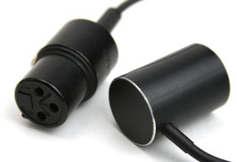 Kameramikrofonkabel mit (low profile)  OPS-Spezial XLR Stecker 3-pin       female gerade, male gewinkelt