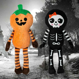 GLITTER PUMPKIN SKELETT 2ER SET