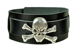 LEDERARMBAND "SKULL + BONES"