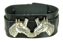 LEDERARMBAND "DOUBLE HORSE HEAD"