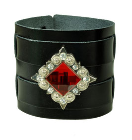 LEDERARMBAND "STRASS CONCHO ECKIG"