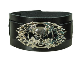 LEDERARMBAND "SKULL FLAME"