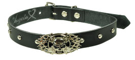 LEDERHALSBAND/CHOKER "SKULL FLAME"