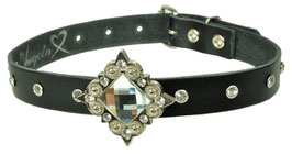 LEDERHALSBAND/CHOKER "STRASS CONCHO ECKIG"