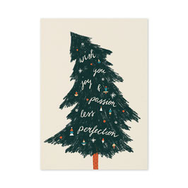 Postkarte Weihnachtsbaum 'Less Perfection'