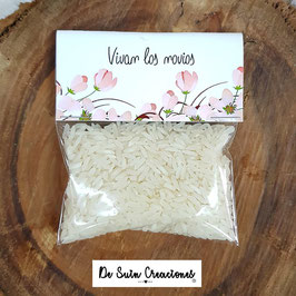 Bolsa de arroz flores salmón