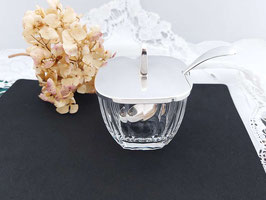 Sterling Silber und Glas Senftopf VQ36