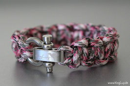 Paracord Survival Armband, Pink Camo "Single"