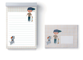 Briefpapier-Set Junge und Hund