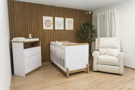 Cuna 70 x 130 mod. Tuli color blanco con natural