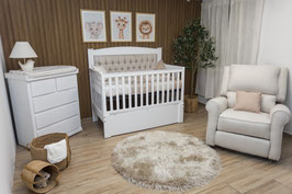 Cuna 70 x 130 mod. Dubai Color Blanco con Tapiz Beige