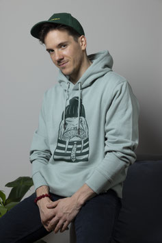 UNISEX HOODIE -MINTGRÜN-WALROSS MIT KRAVATTE