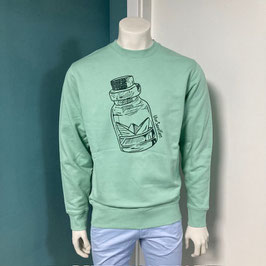 HOODIE UNISEX IN JADEGRÜN MIT DUNKELGRÜNER FALSCHENPOST