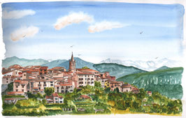 Aquarelle "Le village du Broc "