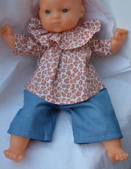Ensemble poupée 36 cm blouse léopard pantalon Denis