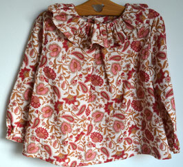 Blouse 4 ans double gaze rose fleurie indienne
