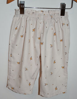 pantalon 12 mois velours milleraies fleuri écru