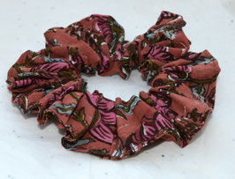 Chouchou coton indien Block Print prune vert olive...