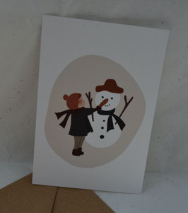 Carte et enveloppe bonhomme de neige