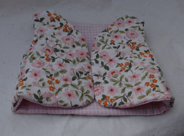 Gilet poupée matelassé fleuri doublé carreaux roses