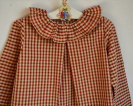Blouse 6 ans Vichy cognac manches longues