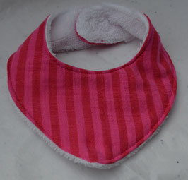 Bavoir poupée double gaze rayée rose doublé éponge bambou blanche
