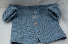 Gilet bleu 3 mois point mousse