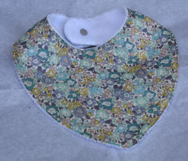 Bavoir Liberty Michèle doublé éponge bambou blanche.