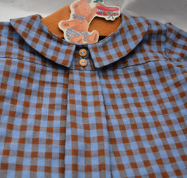 Blouse 12 mois vichy bleu et camel