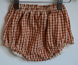 Bloomer 6 mois seersucker vichy écru et cognac.