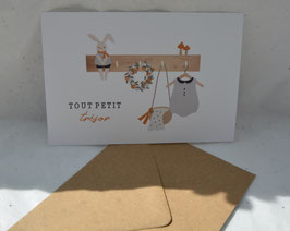 Carte et enveloppe "Tout Petit trésor bleu"