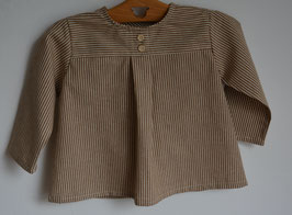 Blouse 12 mois rayures noisette boutons bois