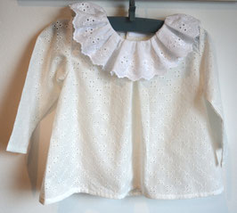 Blouse 12 mois broderie anglaise blanc lait