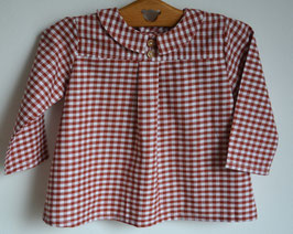 Blouse garçon 12 mois vichy brique et blanc