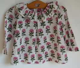 Blouse 18 mois coton indien fleuri rose et vert