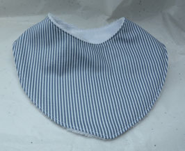 Bavoir rayures gris et blanc doublé éponge bambou blanche